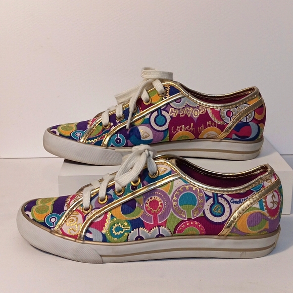 Coach Women's 7 B Multi Colored Canvas DEE 1941 Sneakers - Picture 2 of 6